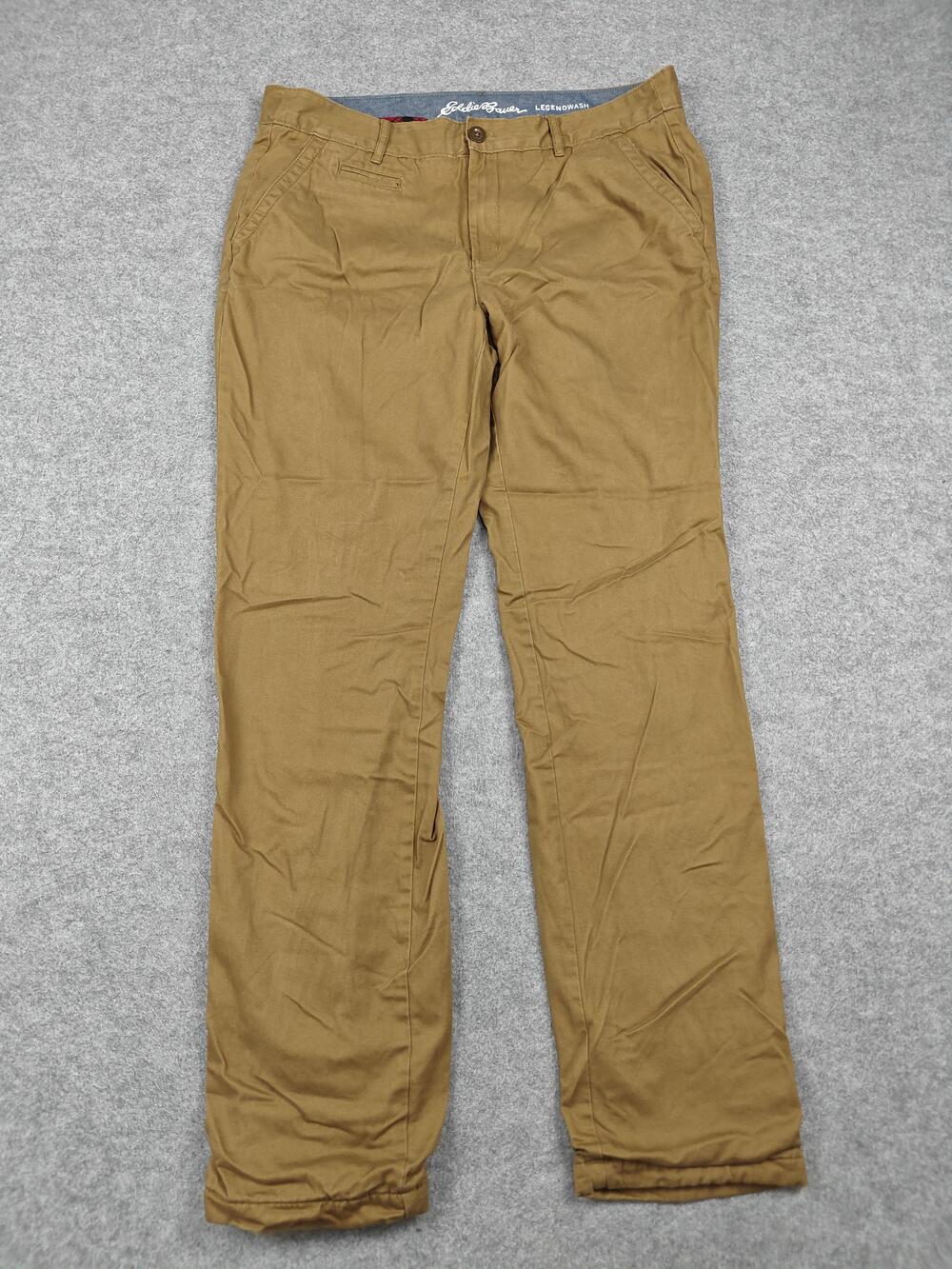 Eddie Bauer Pants Womens 16 Tall Brown Chino Straight Twill Lined Cuffed